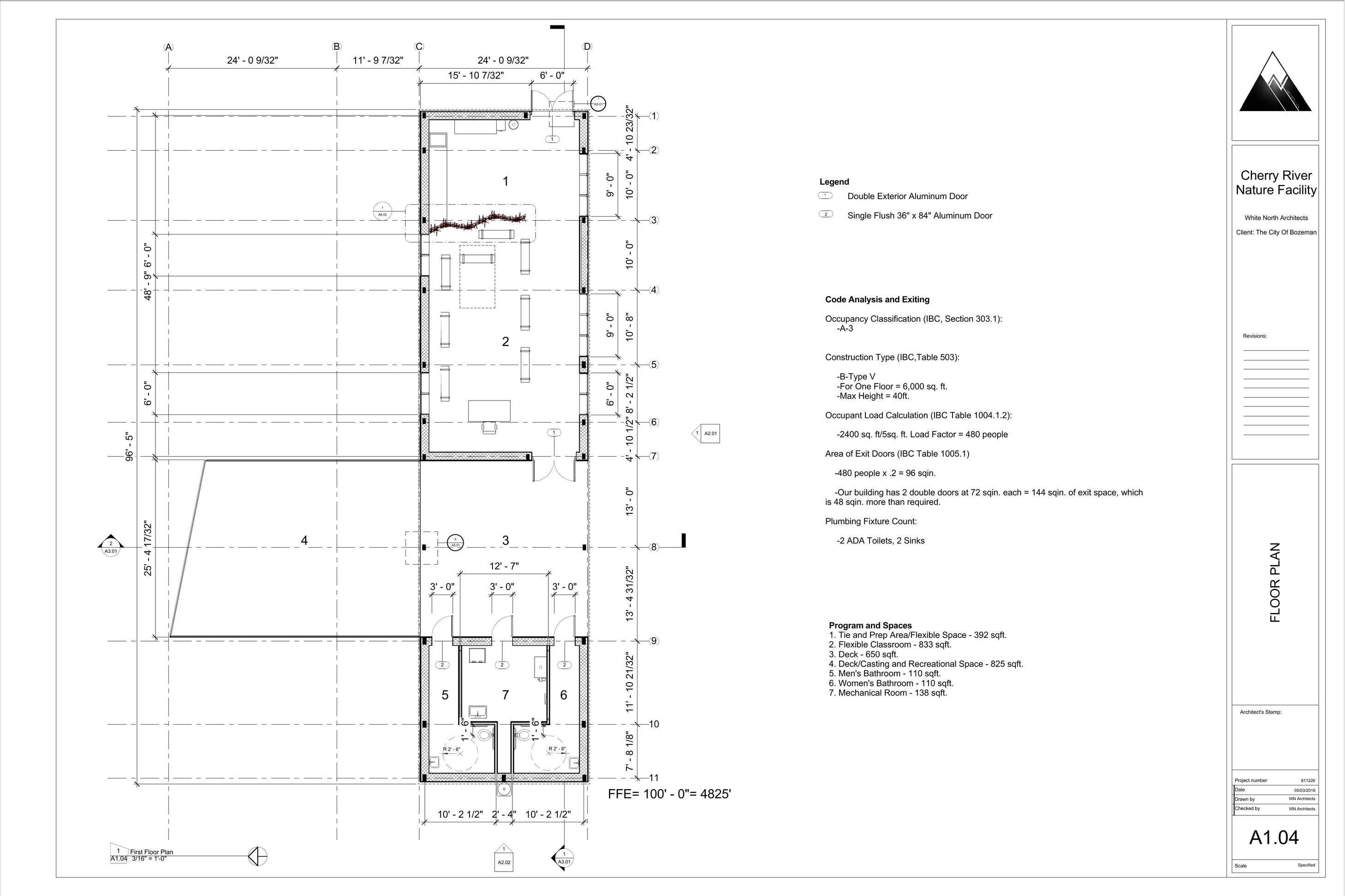 Floor plan with code analysis, sheet A1.04