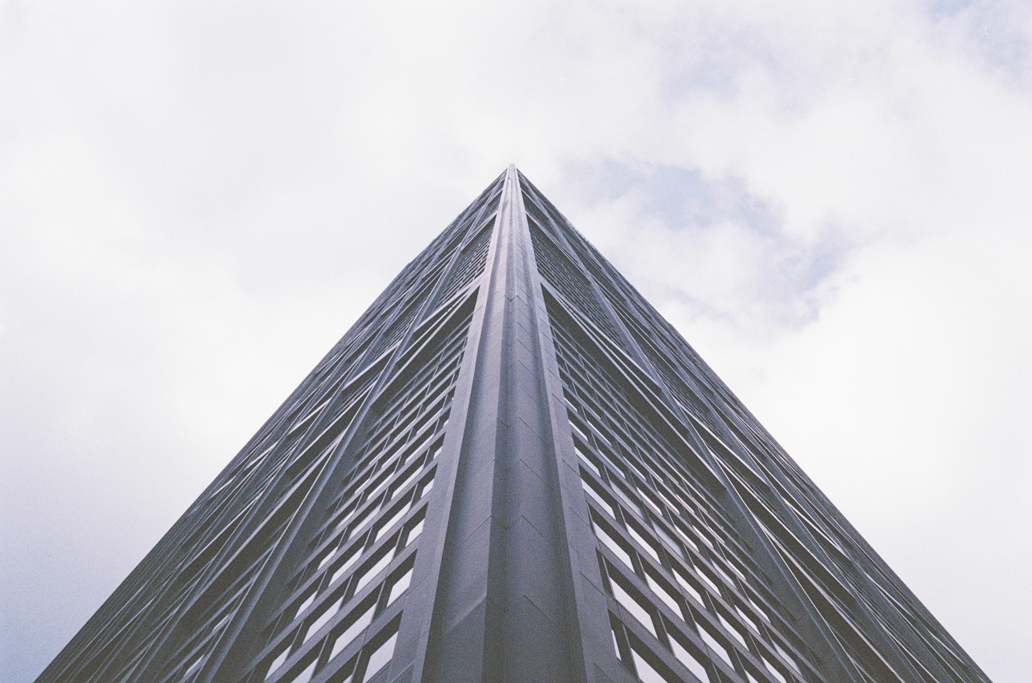 Corner of a tower seen from below