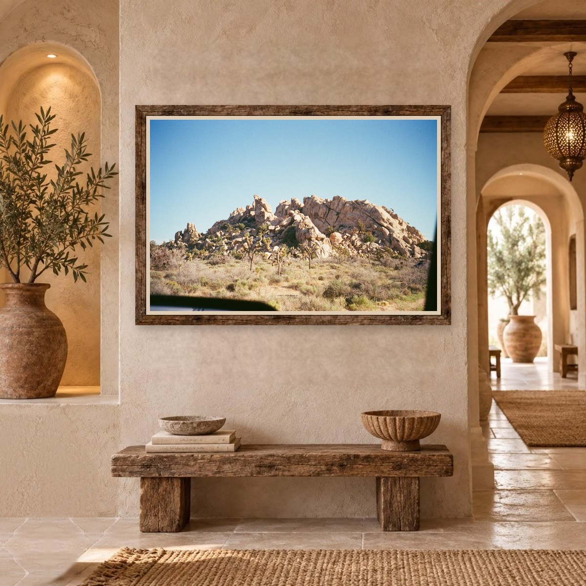 Rock formation and Joshua trees